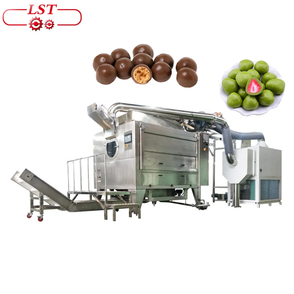 Nut Chocolate Belt Coating System With 500L Feeding System
