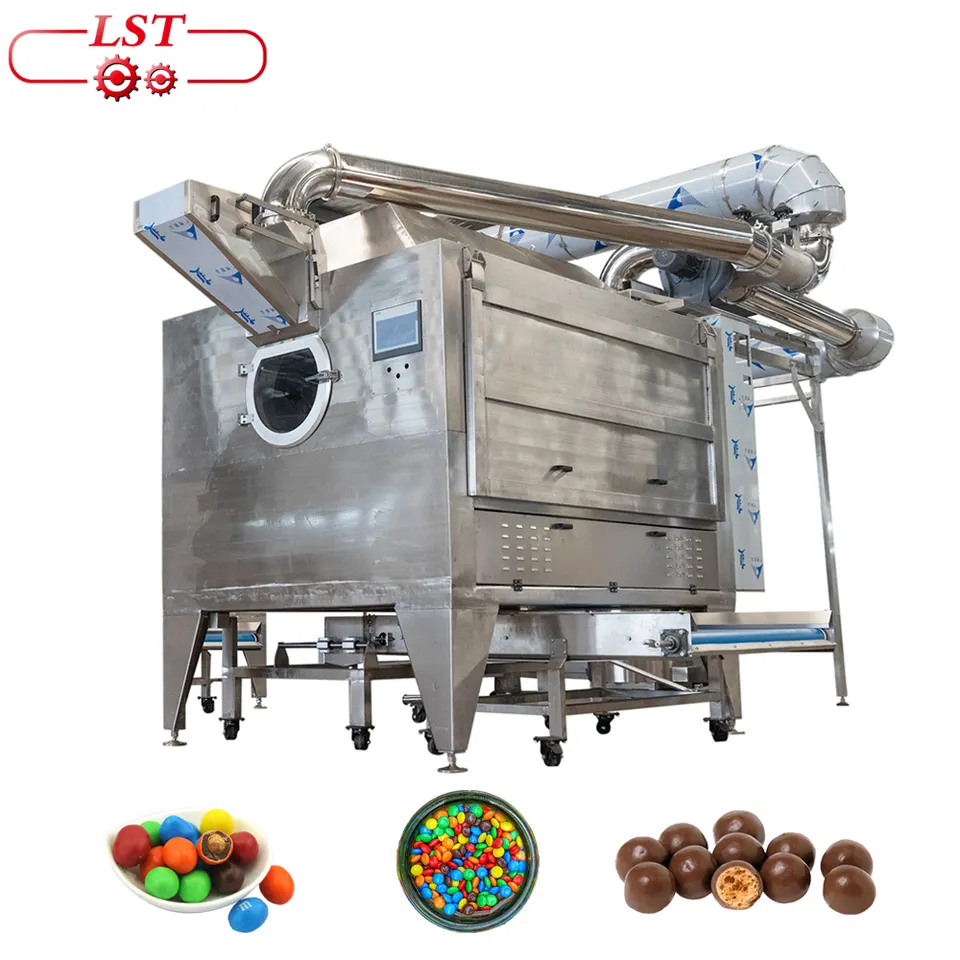 Nut Chocolate Belt Coating System With 500L Feeding System